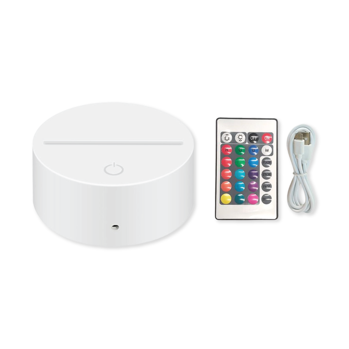 LED USB & Remote & battery round base(white)