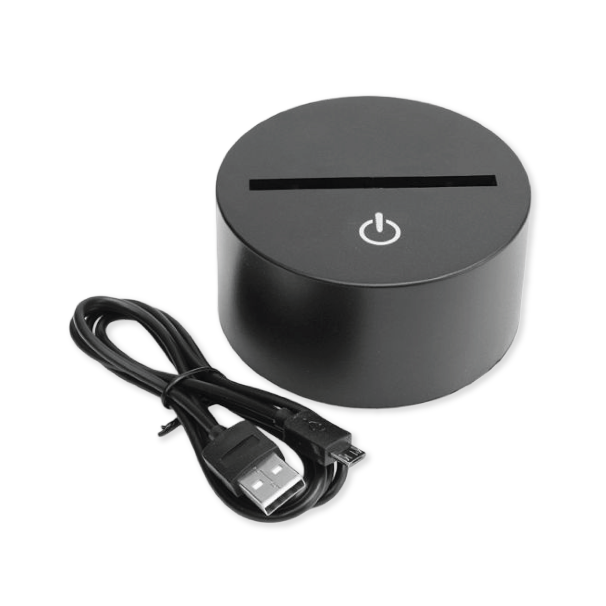 LED USB & battery round base (Black)
